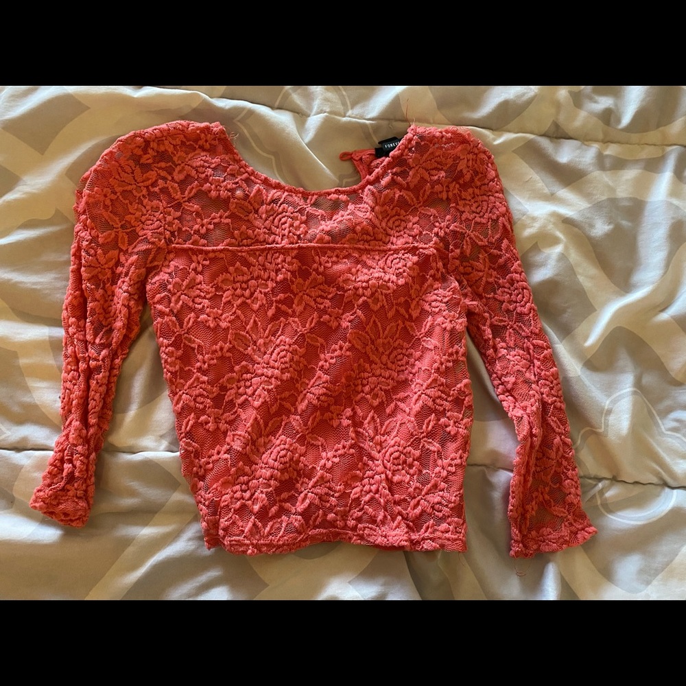 Floral lace crop top.